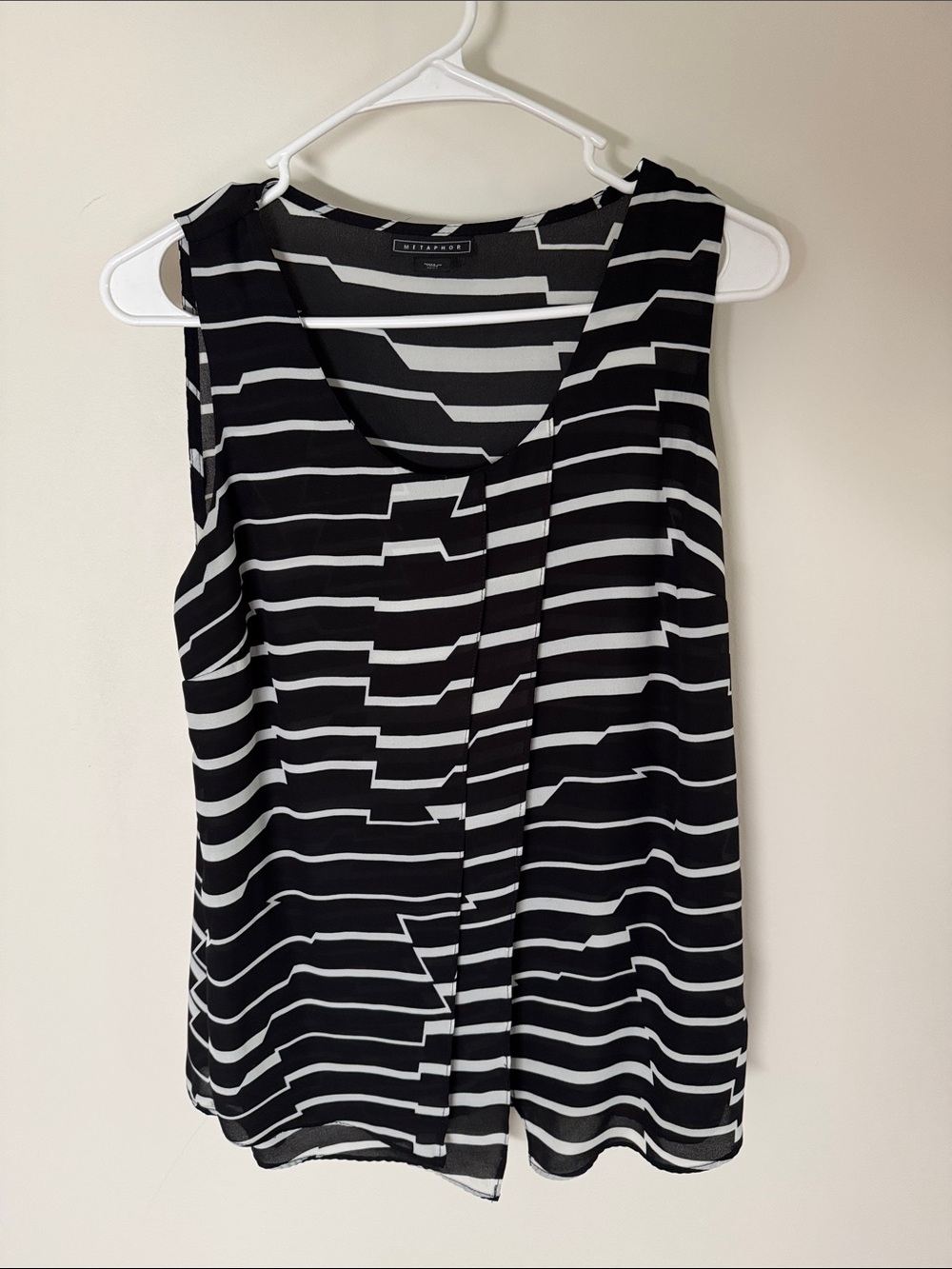 Metaphor Black and White Striped Sleeveless Camisole